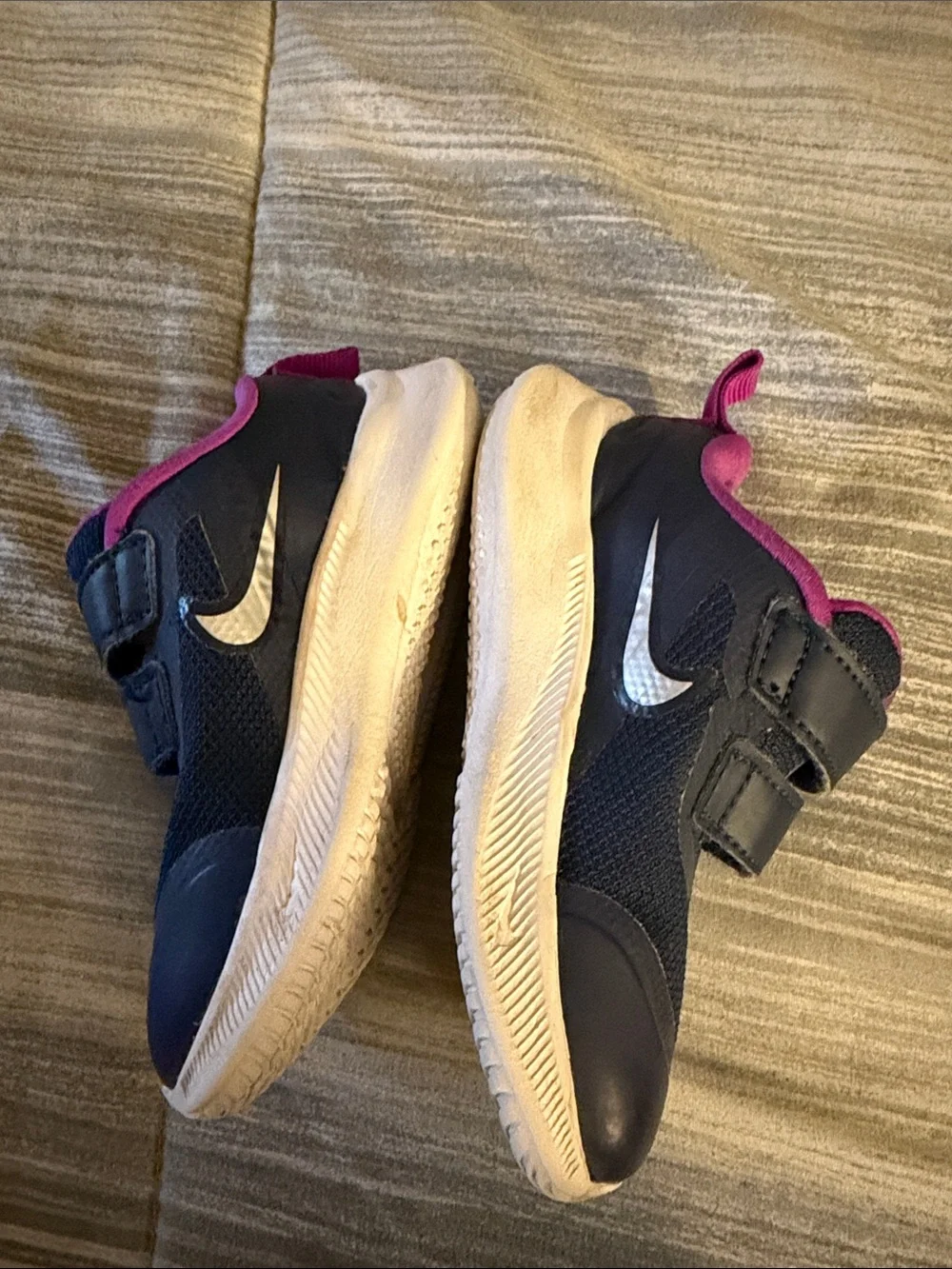 Nike Kids Navy and Pink Velcro Sneakers